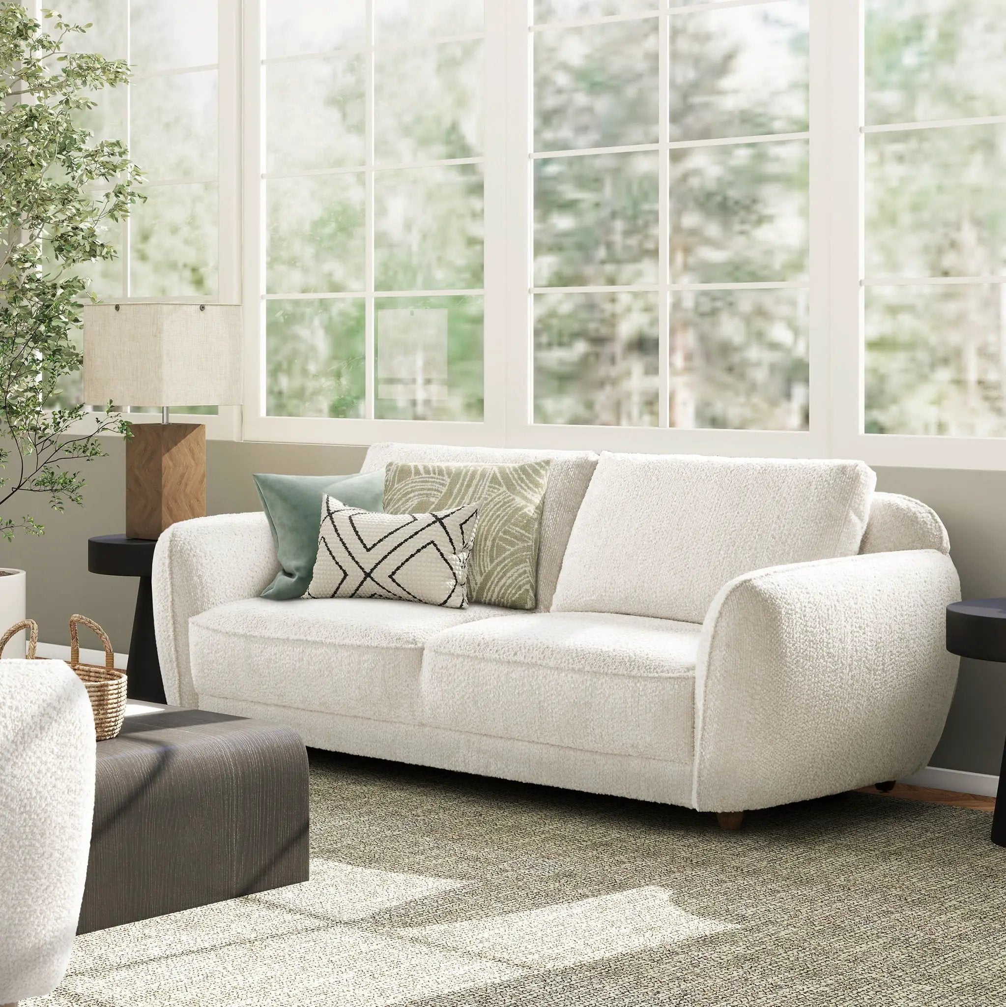 Sharon - Puffy Arm Sofa - Alpaca Off-White by Unique Piece Furniture