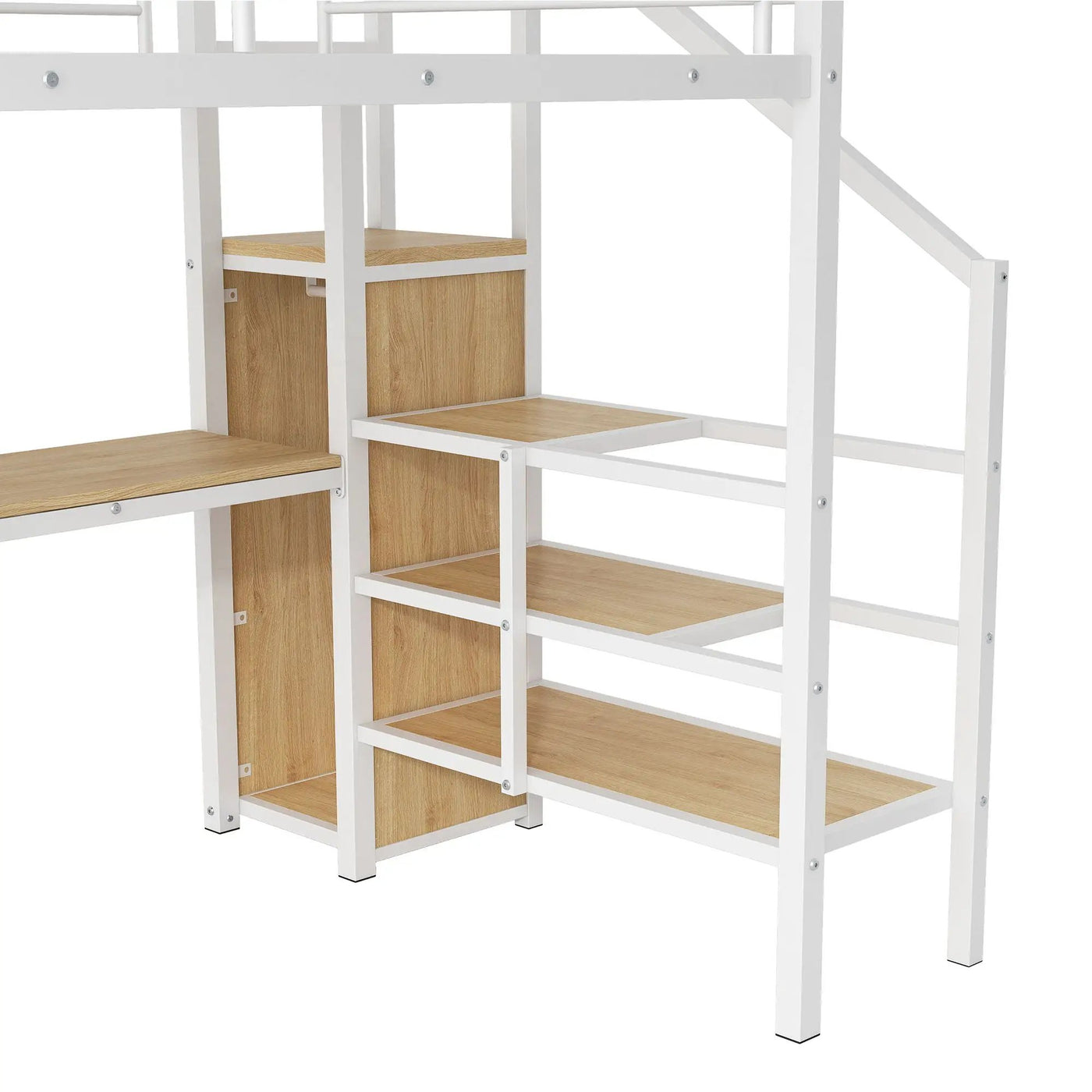Loft Bed With Desk, Storage Staircase, Small Wardrobe And LED Light by HouseOfZazla