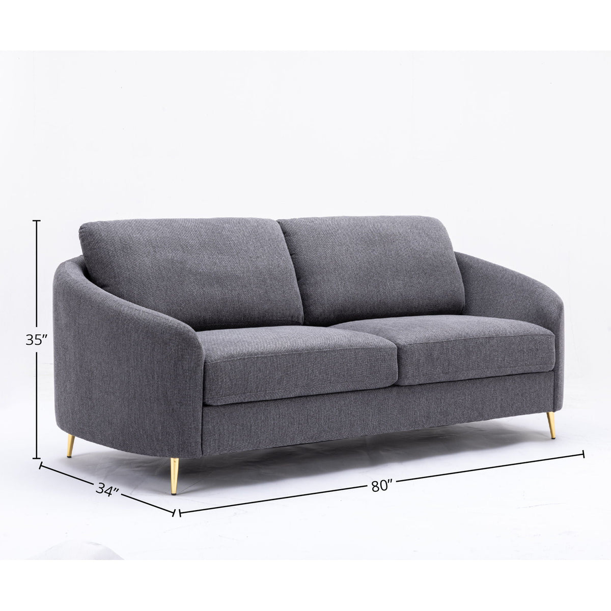 Yuina Linen Sofa with Chrome Legs - Dark Gray, photo 4 of 4