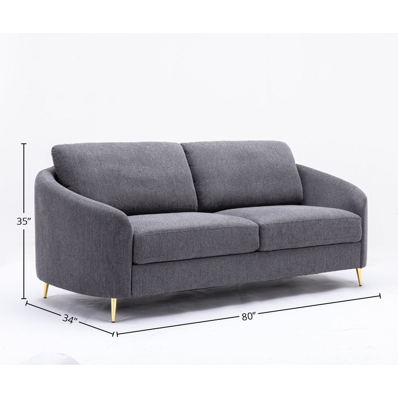Yuina Linen Sofa with Chrome Legs - Dark Gray, photo 4 of 4