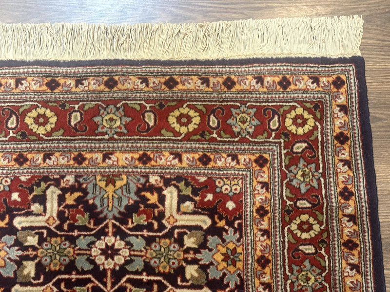 Turkish Hereke Rug 3x5, Navy Blue and Red, Fine 210 KPSI by Jewel Rugs