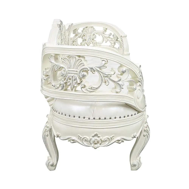 Adara - Bench - Pearl White Synthetic Leather & Antique White by Unique Piece Furniture