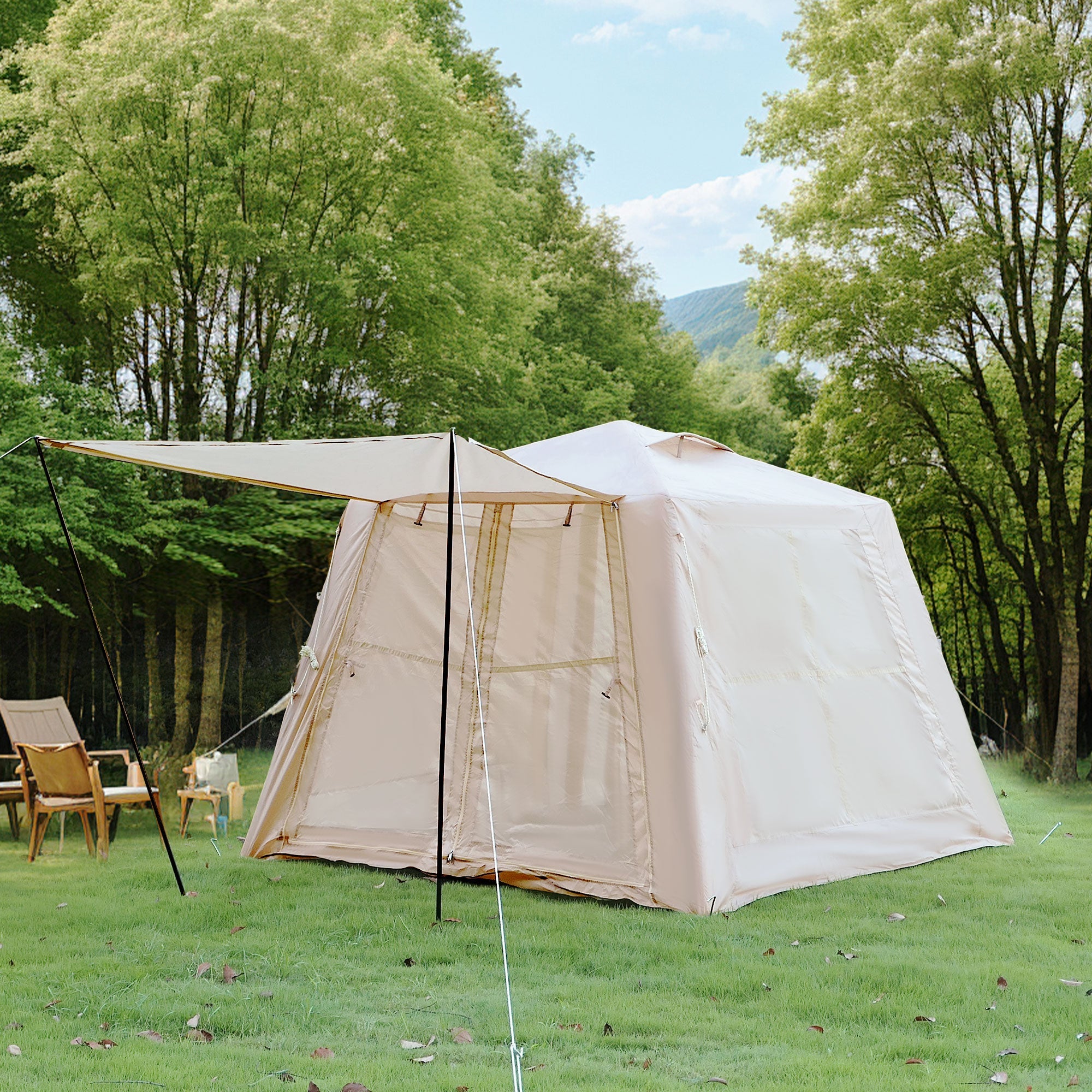 5.76 m² Inflatable Tent for Camping with Canopy by HouseOfZazla