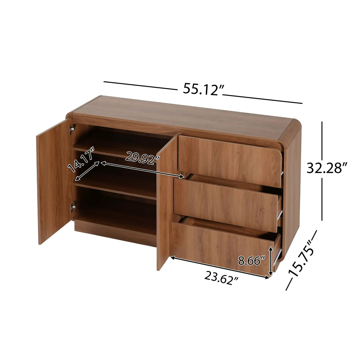 Sideboard, Wide Storage With 2 Doors And 3 Drawers by HouseOfZazla