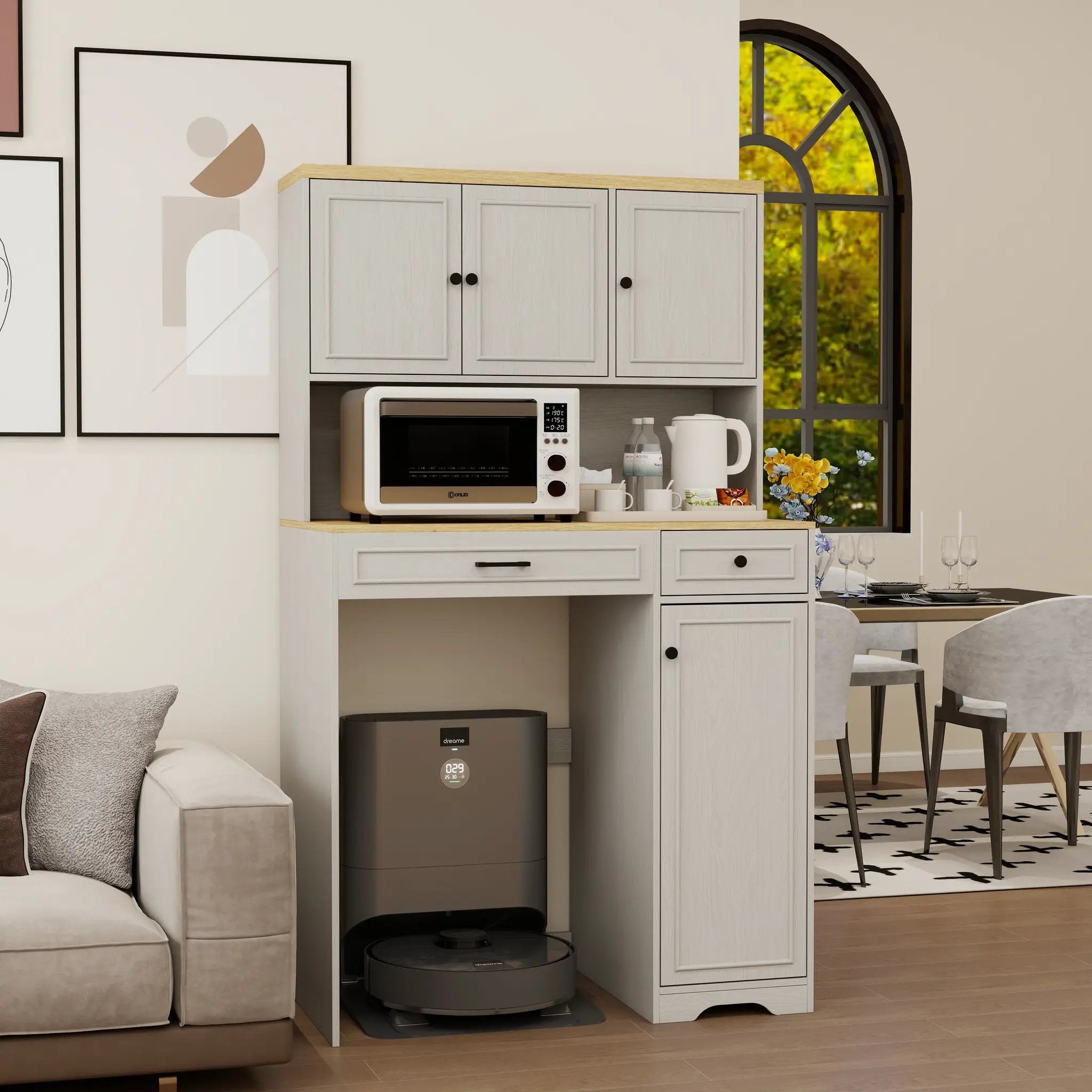 Over The Washer, Dryer And Robot Vacuum Storage Cabinet - Antique by HouseOfZazla