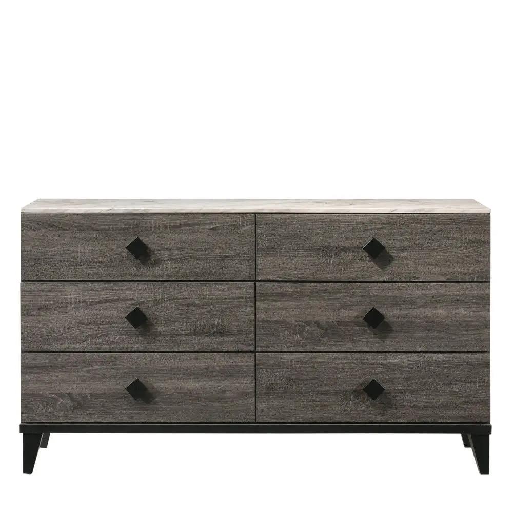 Avantika - Dresser - Faux Marble Top & Rustic Gray Oak by Unique Piece Furniture