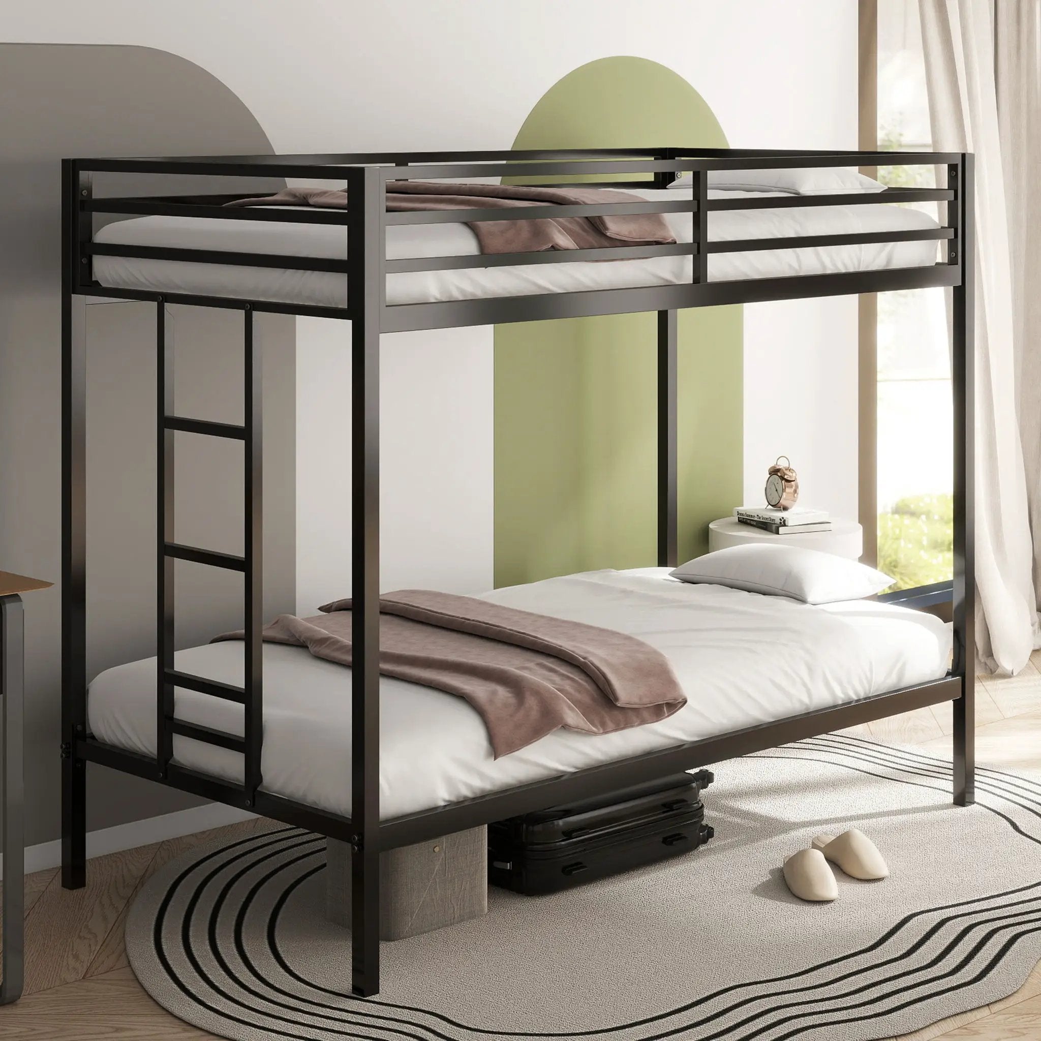 Adam - Twin Over Twin Bunk Bed - Black by HouseOfZazla