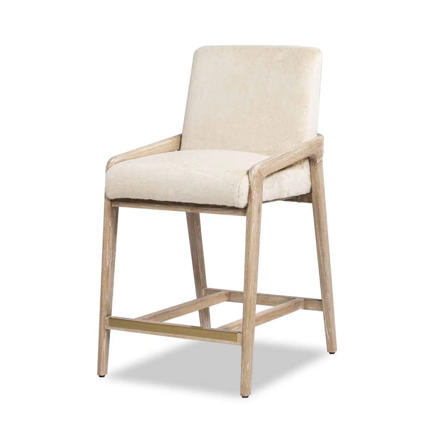 Arizona - Solid Ash Upholstered Counter Stool With Rope Detail - Creme De La Creme White by HouseOfZazla