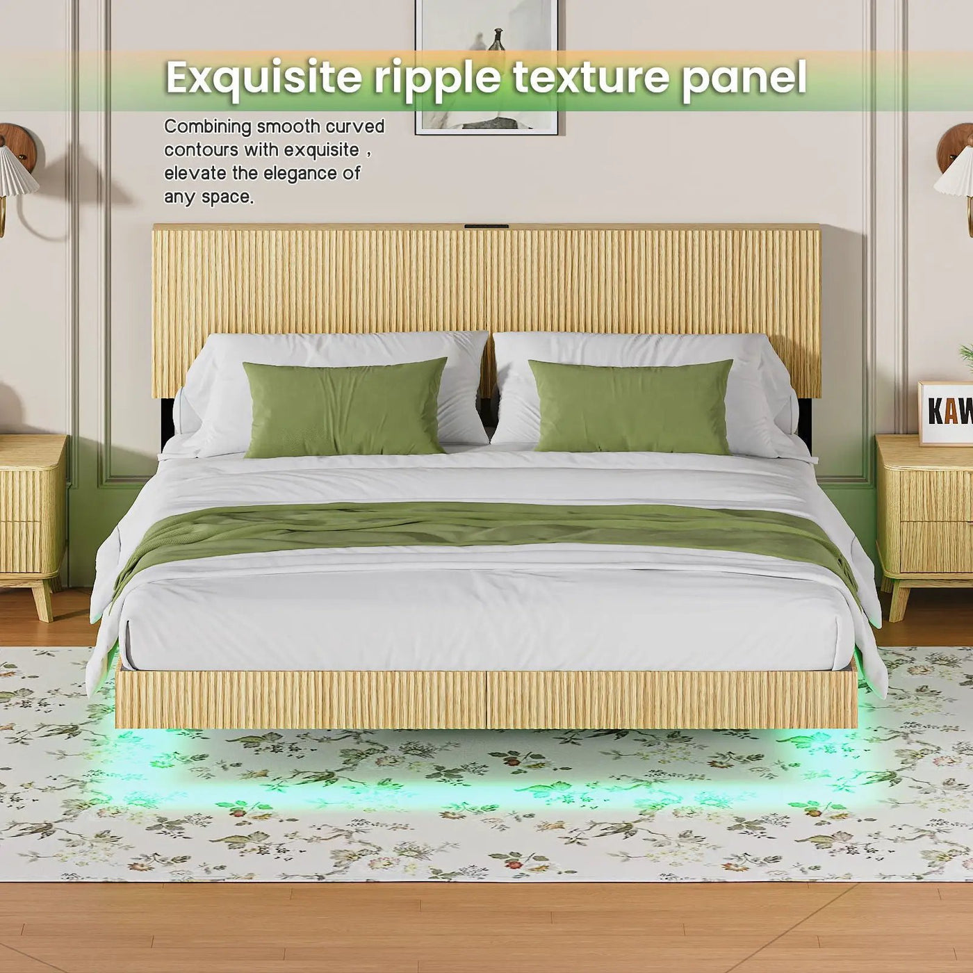 Floating Bedstead With Charging Station And LED Lights by Unique Piece Furniture