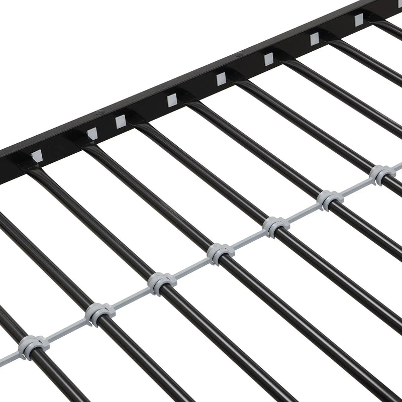 Modern Metal Bunk Bed With Side Ladders And Guardrail