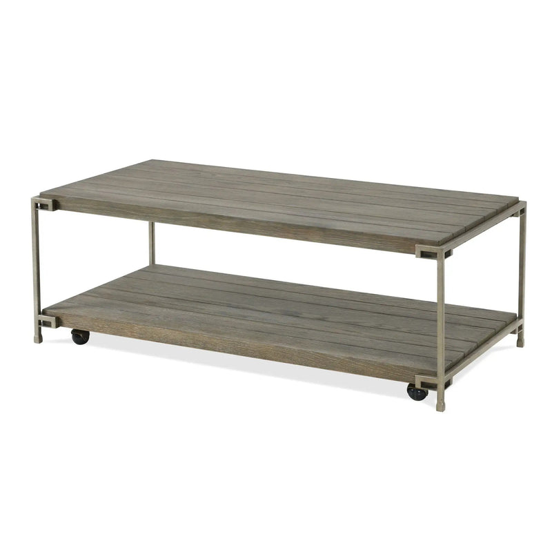 Corbeta - 3 Piece Metal Frame Wood Living Room Coffee Table And 2 Chairside Tables Set, Aged Graphite - Brown by Unique Piece Furniture