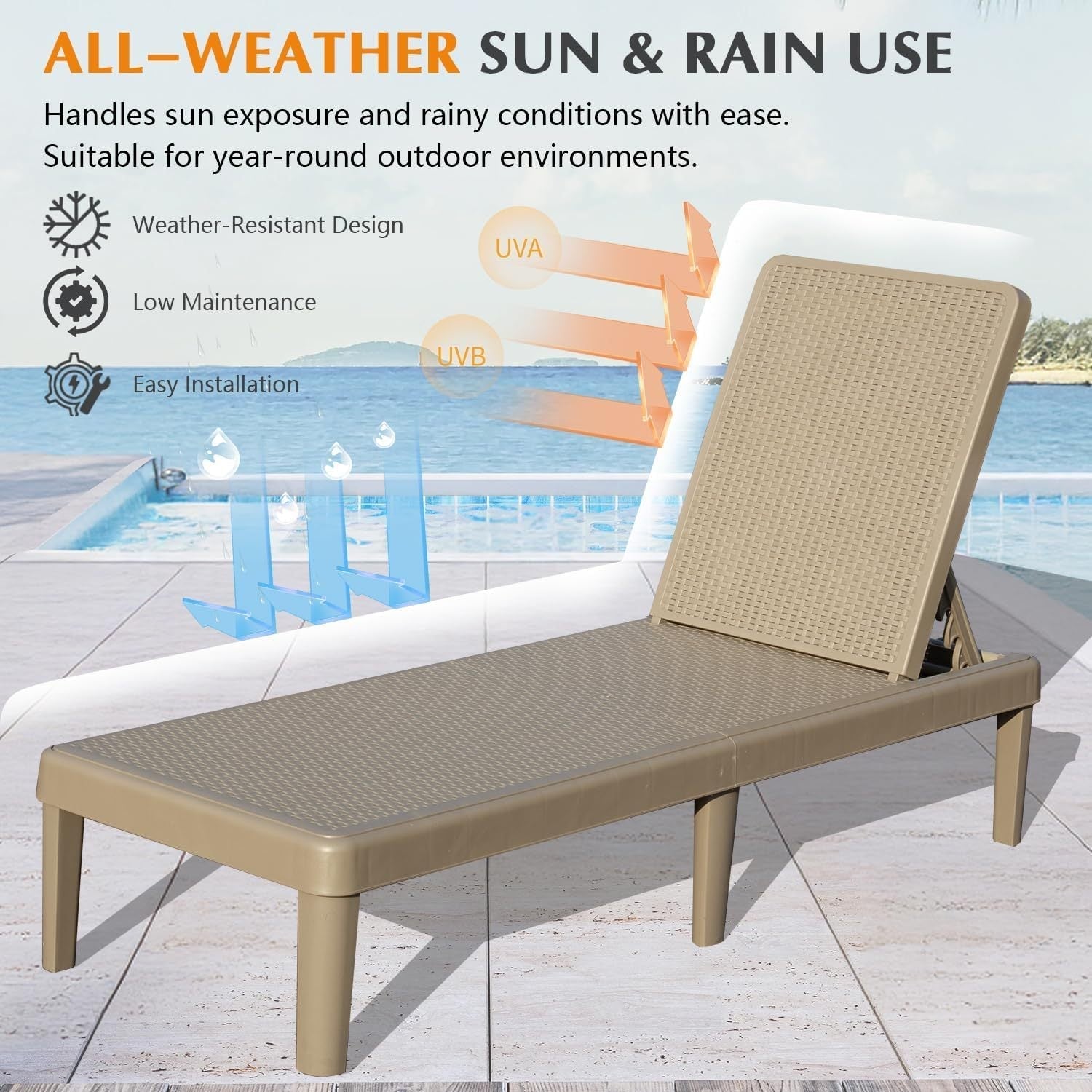 Pool Lounge Chairs Set of 2 with Adjustable Backrest by HouseOfZazla