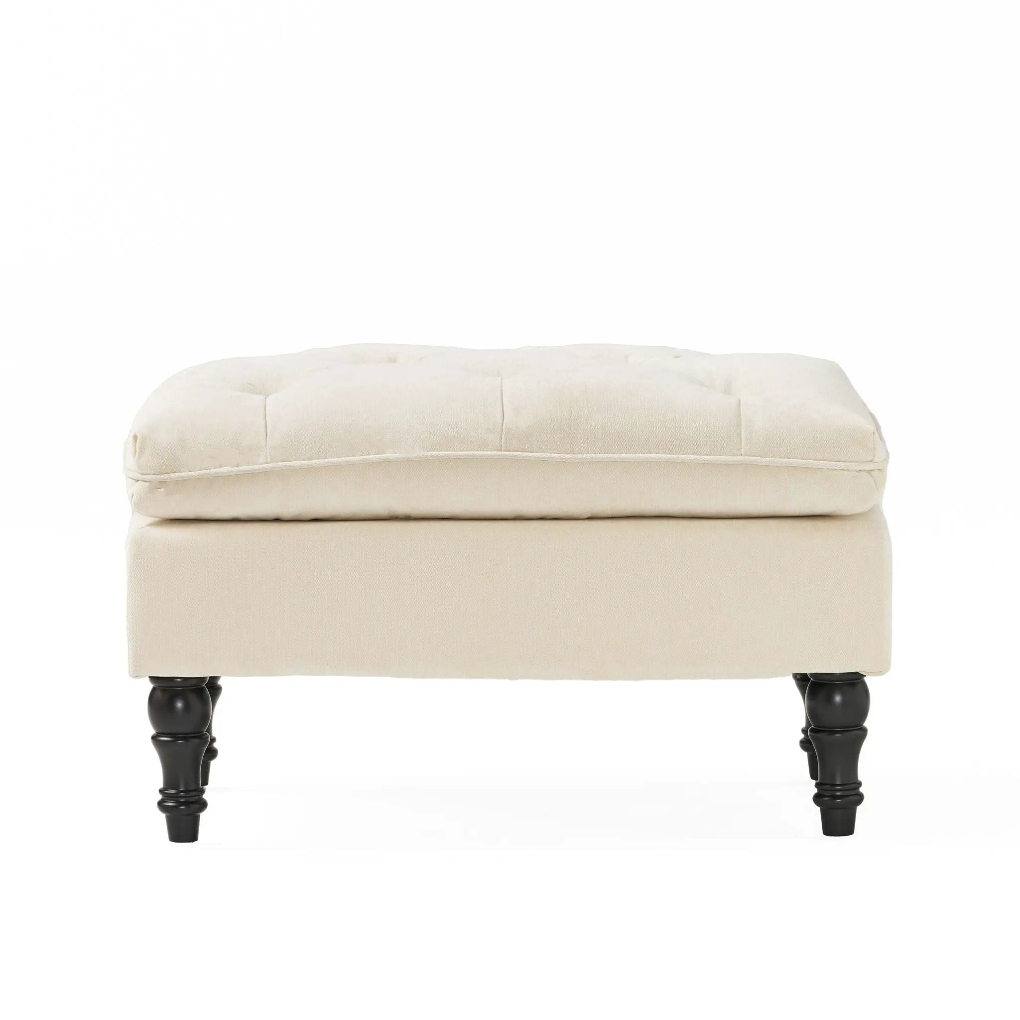 Lofton Pillow Top Ottoman With Button Tufting - Cream by HouseOfZazla