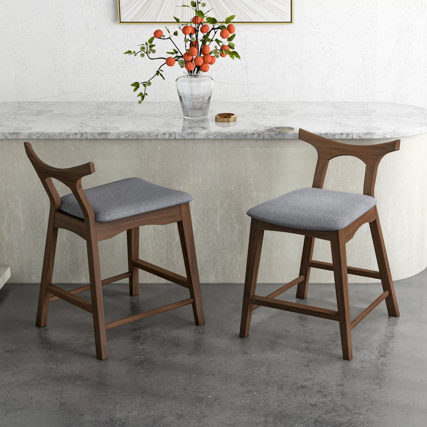 Hester - Upholstered, Square Bar Chair (Set of 2) by HouseOfZazla