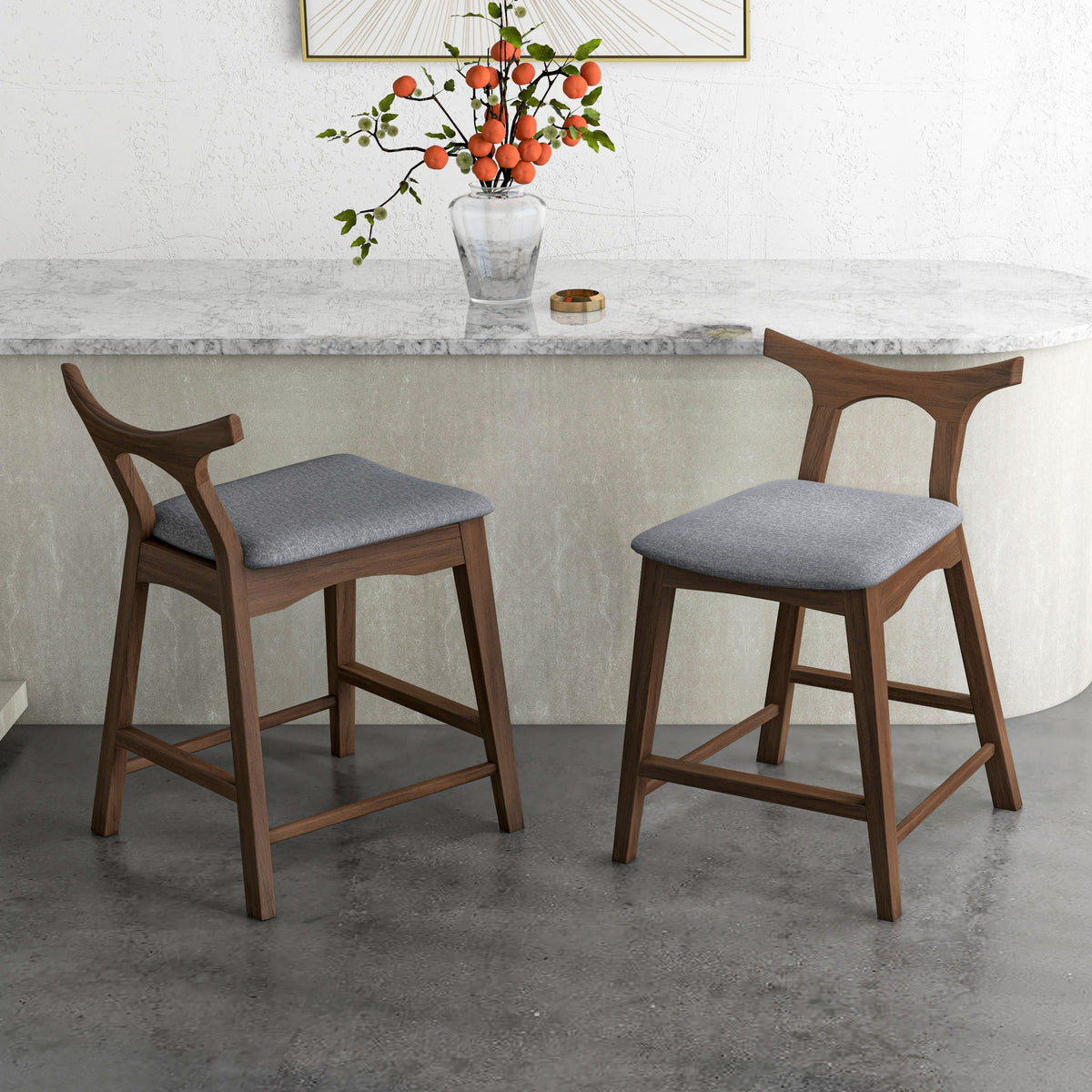 Upholstered Square Bar Chair Set with Solid Wood Frame - Dark Gray or Black, photo 9 of 19
