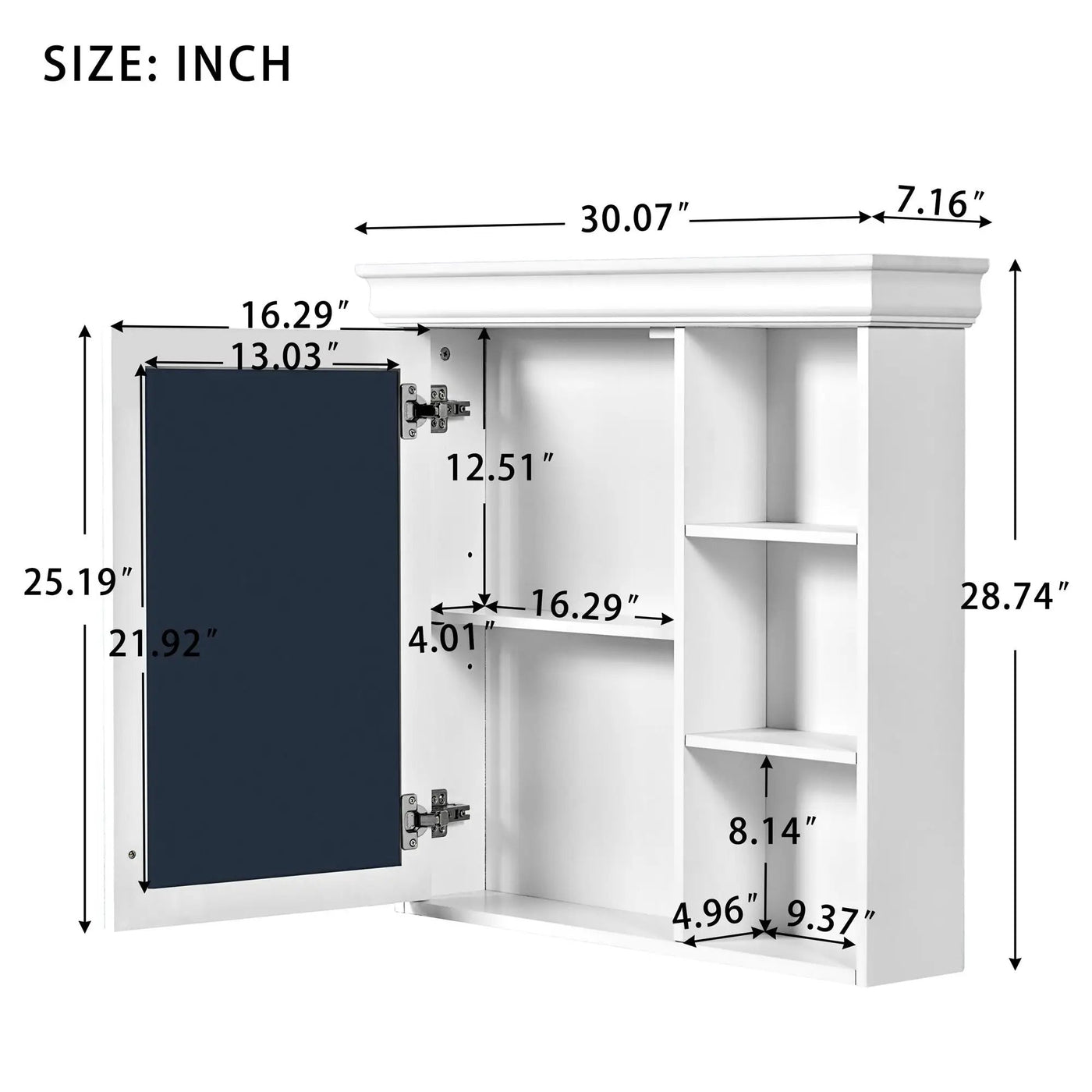 Wall Mounted Bathroom Medicine Cabinet with Mirror and Adjustable Storage by HouseOfZazla