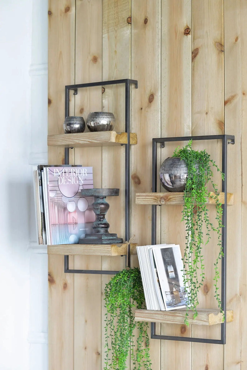 Wall Shelf With Two Shelves - Black Brown by Unique Piece Furniture