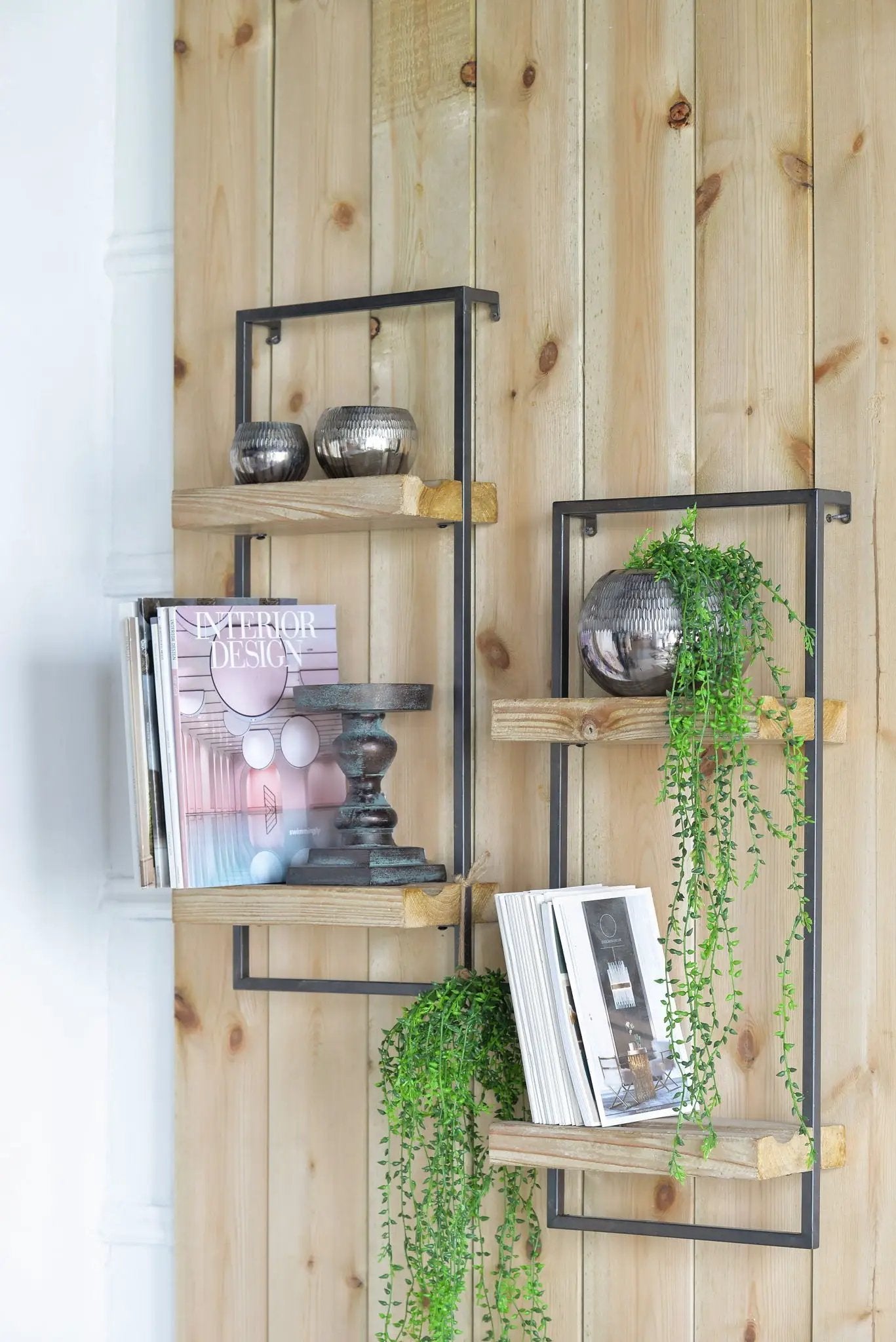 Wall Shelf With Two Shelves - Black Brown by HouseOfZazla