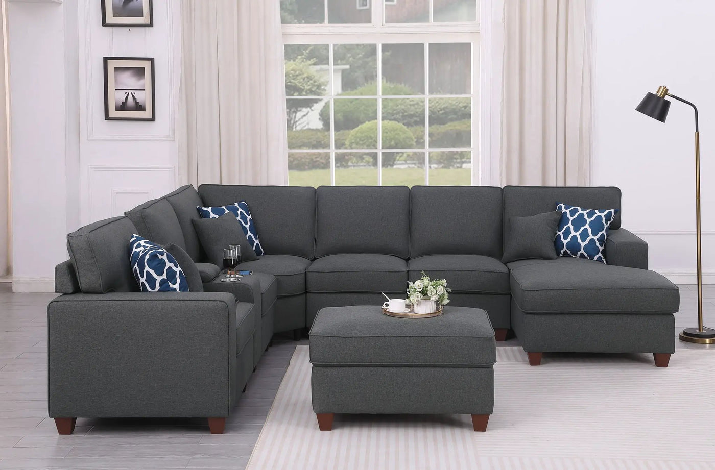 Tina - 8 Piece Upholstered Sectional With Ottoman by Unique Piece Furniture