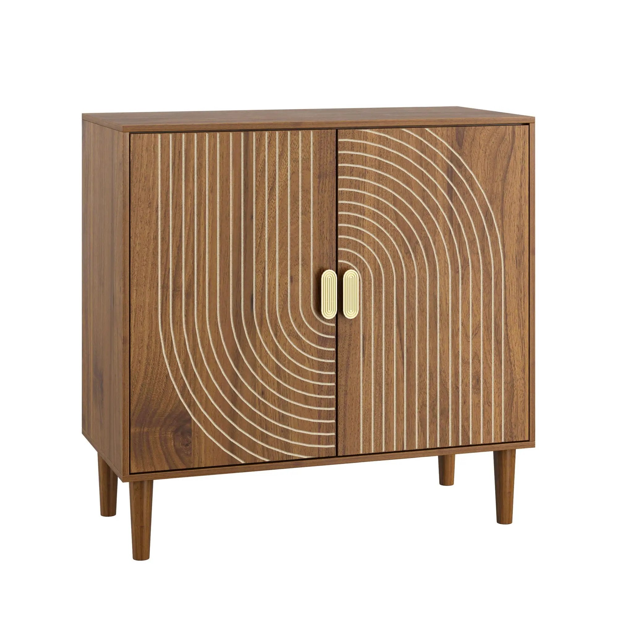 Buffet Cabinet With Line Groove Design, Sideboard Buffet Cabinet With Storage, Multifunctional Accent Cabinet For Living Room, Entryway, Hallway, Office, Kitchen - Brown by Unique Piece Furniture