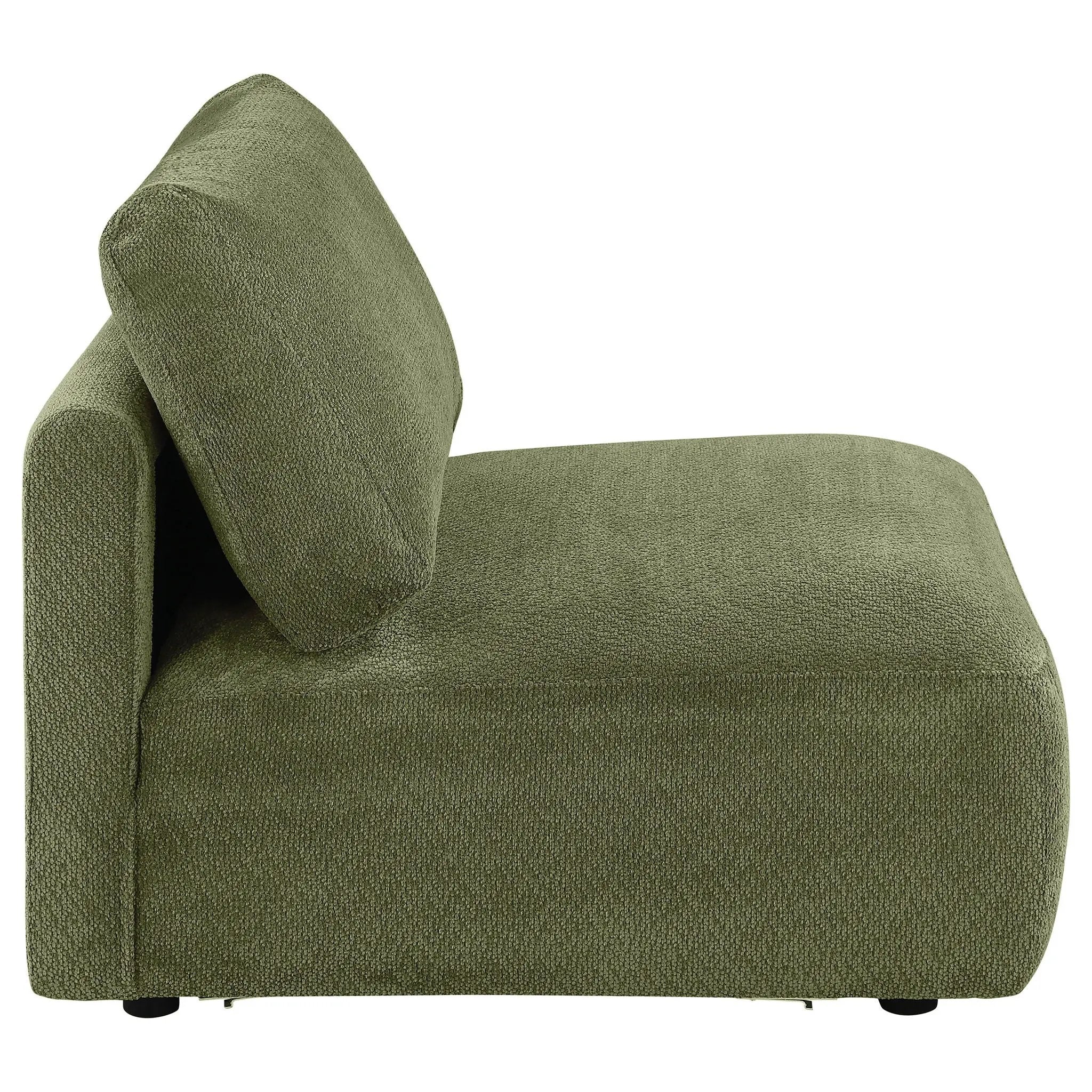 Elysia Chenille Upholstered Modular Armless Chair Green by Unique Piece Furniture