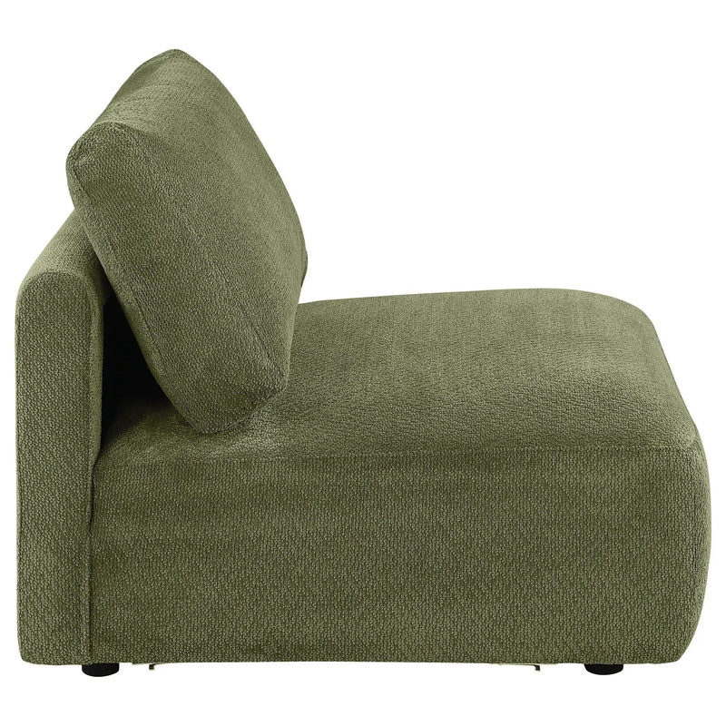 Elysia Chenille Upholstered Modular Armless Chair Green by Unique Piece Furniture