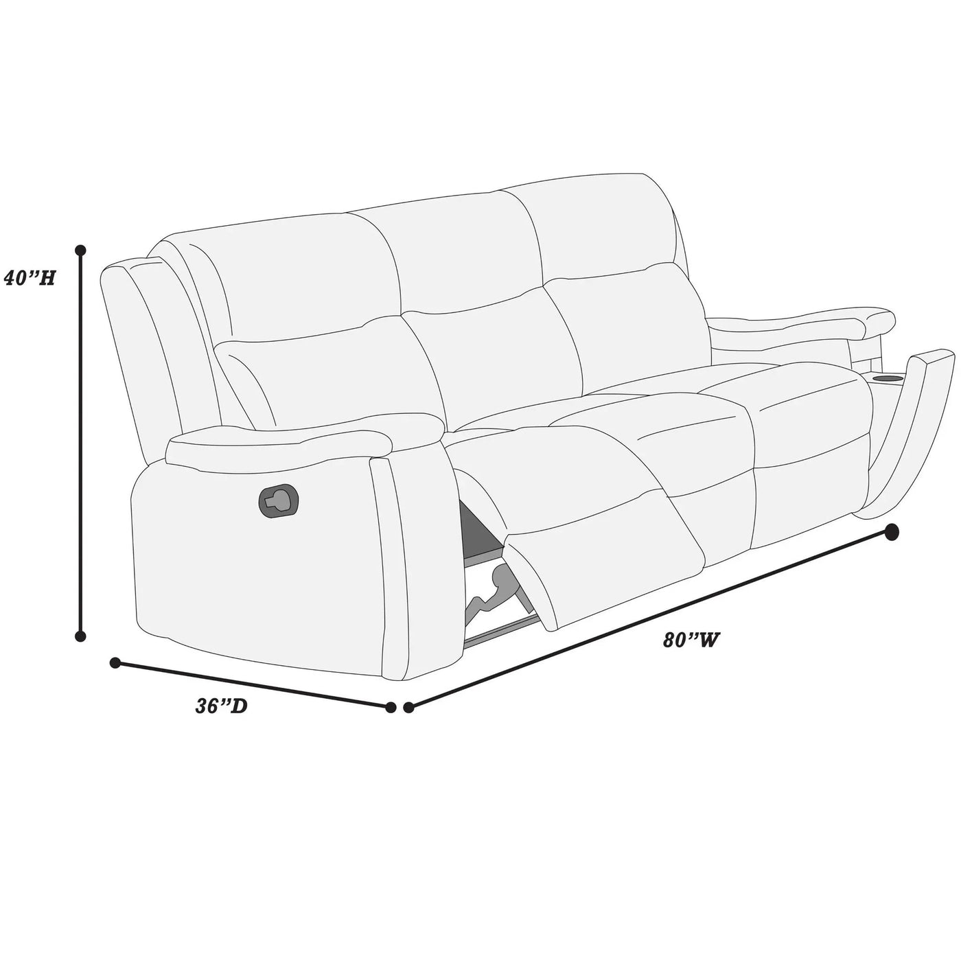 Modern Manual Motion Living Room Set With Hidden Cup Holders by HouseOfZazla