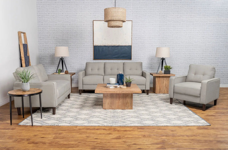 Bowen 3-piece Upholstered Track Arm Tufted Sofa Set Beige by Unique Piece Furniture