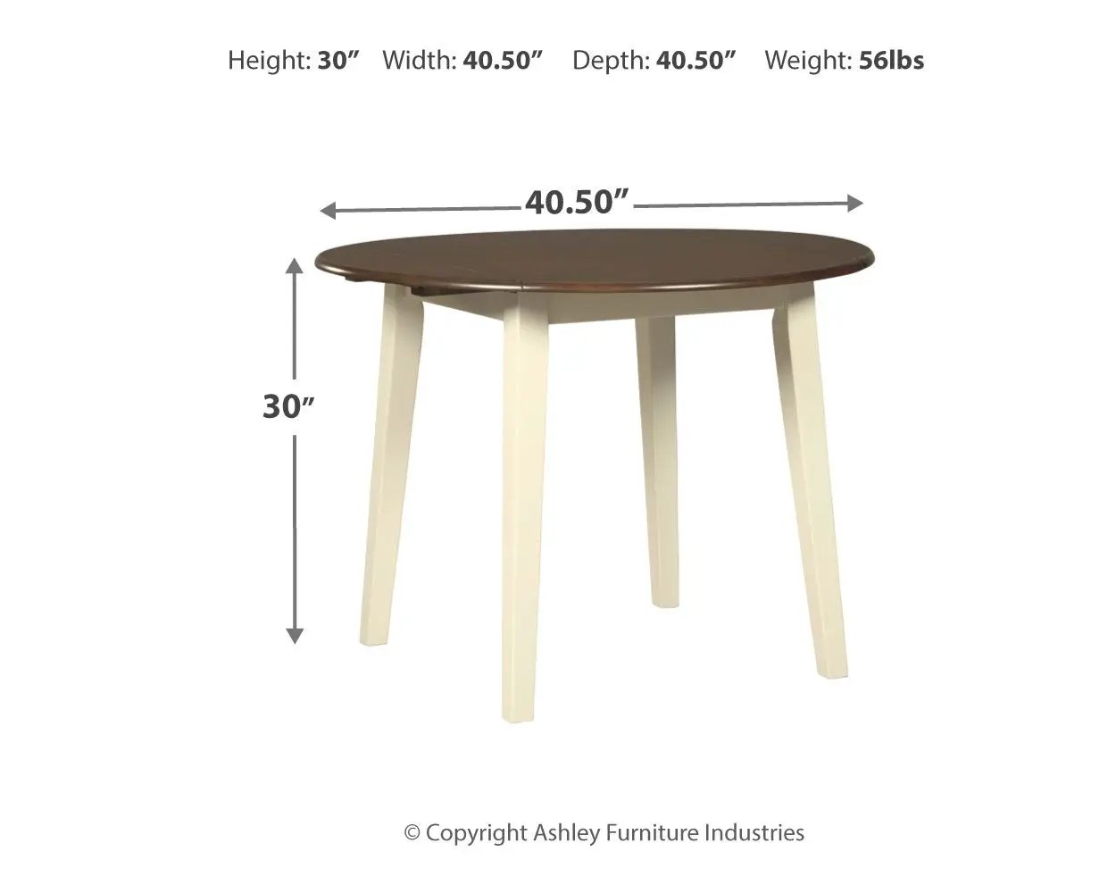 Woodanville - Round DRM Drop Leaf Table - Cream / Brown by Unique Piece Furniture