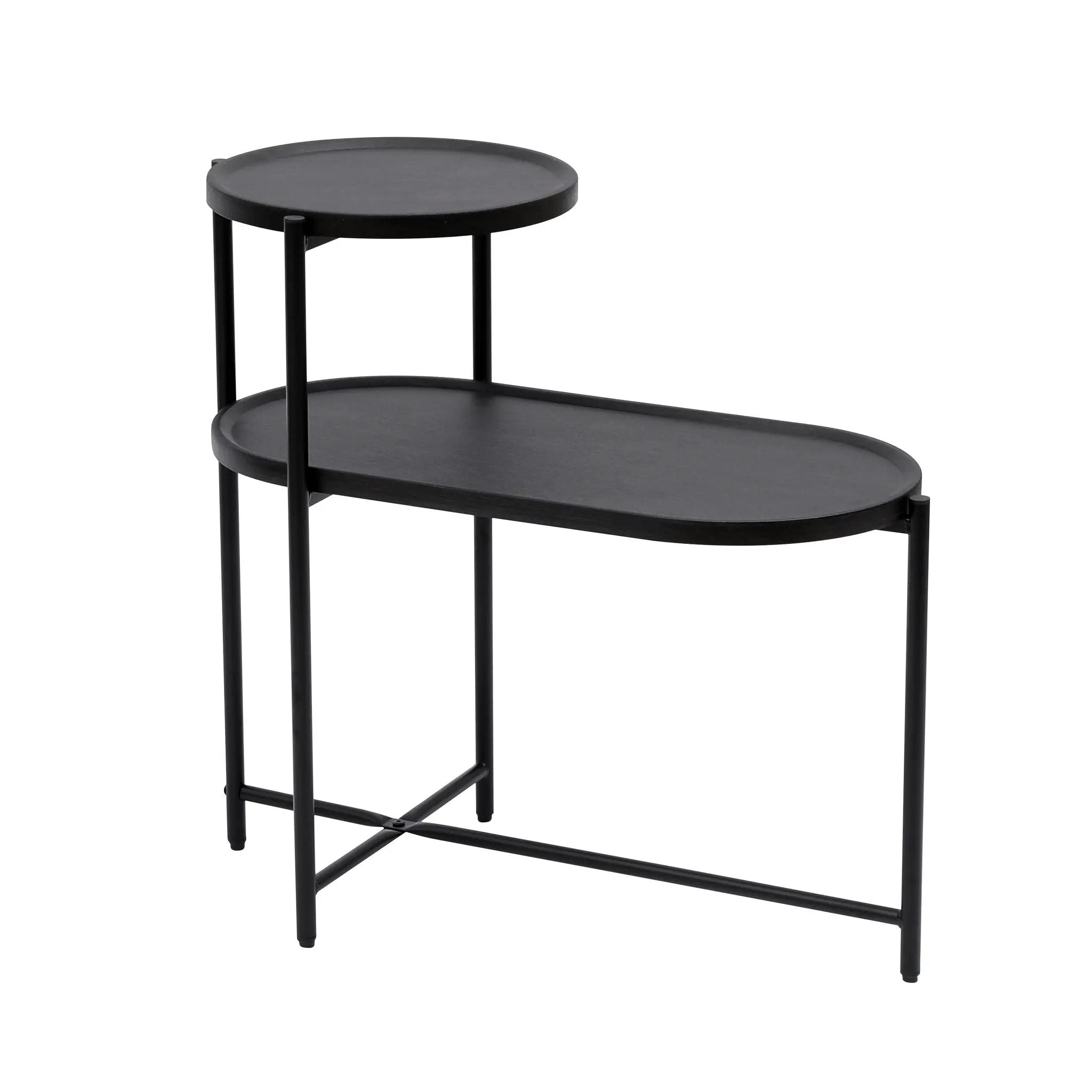 Round Coffee Table With Storage Tray 2 Tier Oval End Tables Wooden Small Side Table For Living Room by HouseOfZazla