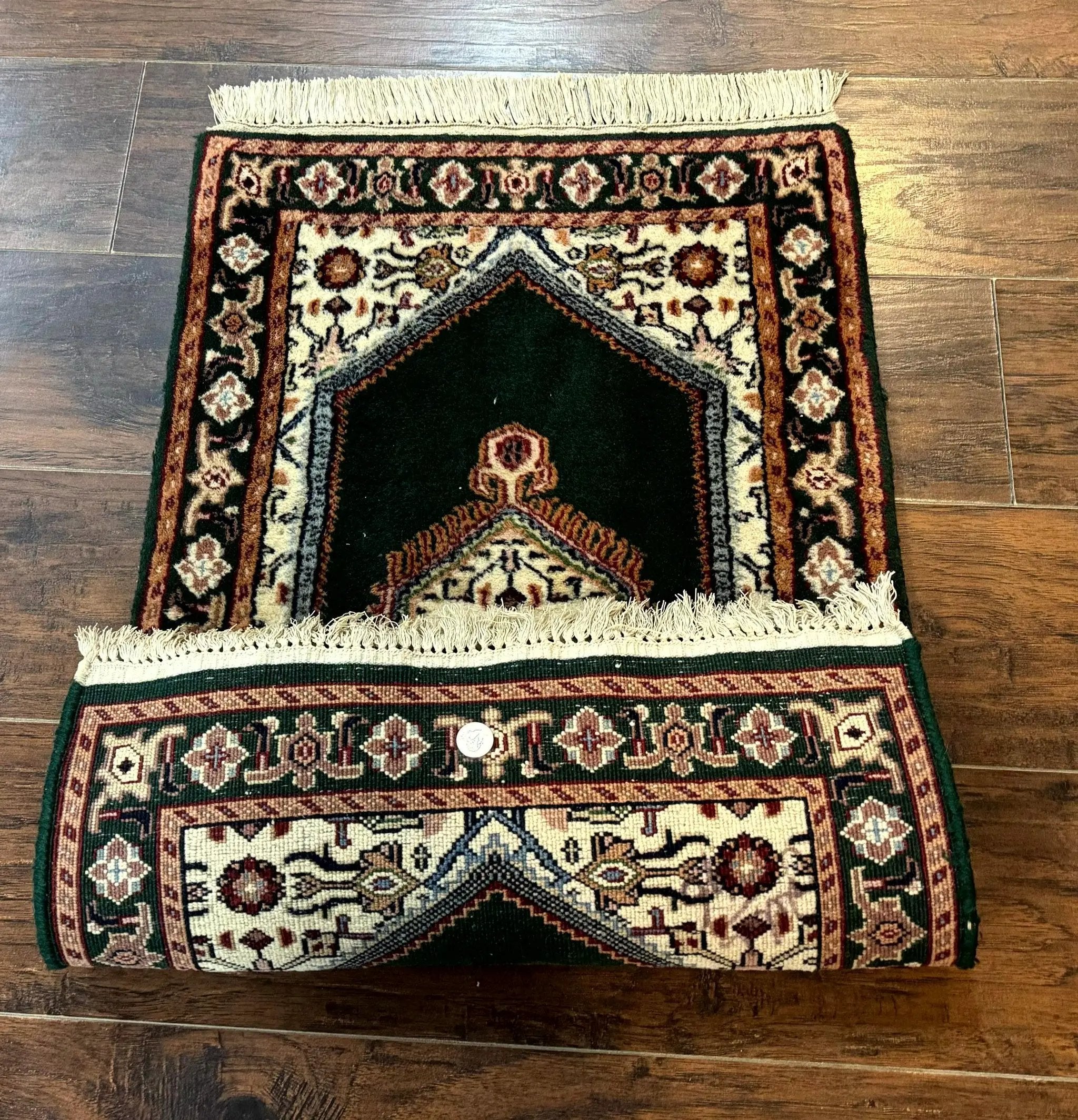 Small Indo Persian Dark Green Rug 2x3, Geometric Semi Open Field by Jewel Rugs
