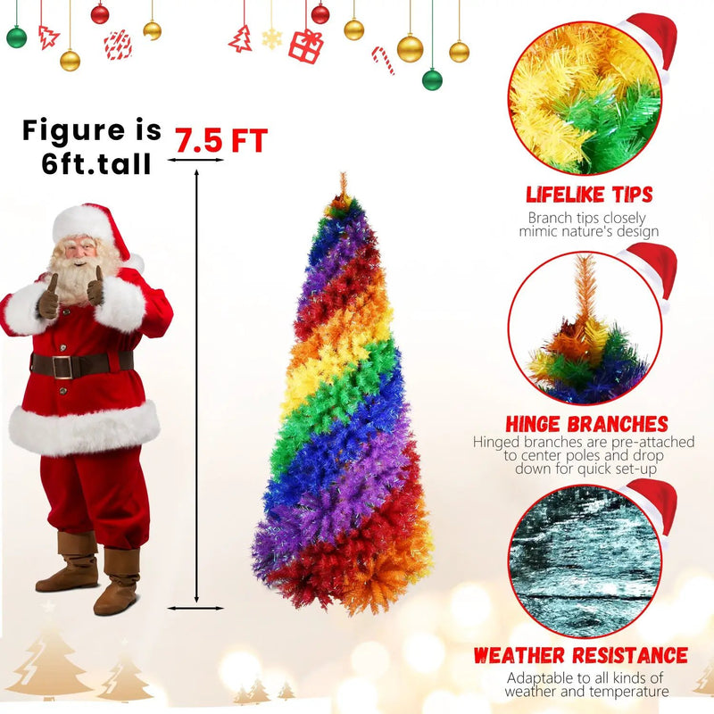 7.5ft Rainbow Spiral Christmas Tree by HouseOfZazla
