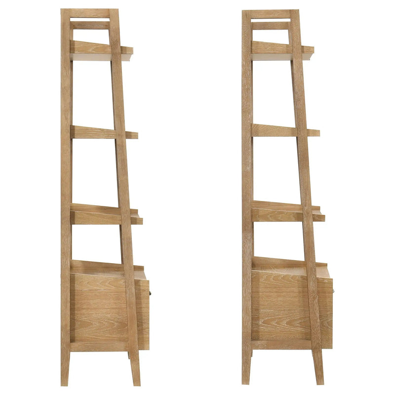 Fabian 2-piece 3-shelf Bookshelf with Drawer Distressed Light Brown by Unique Piece Furniture