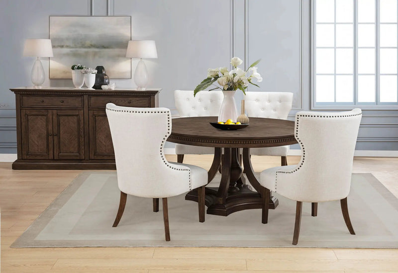 Ridgewell Round Pedestal Dining Table Dark Oak by Unique Piece Furniture