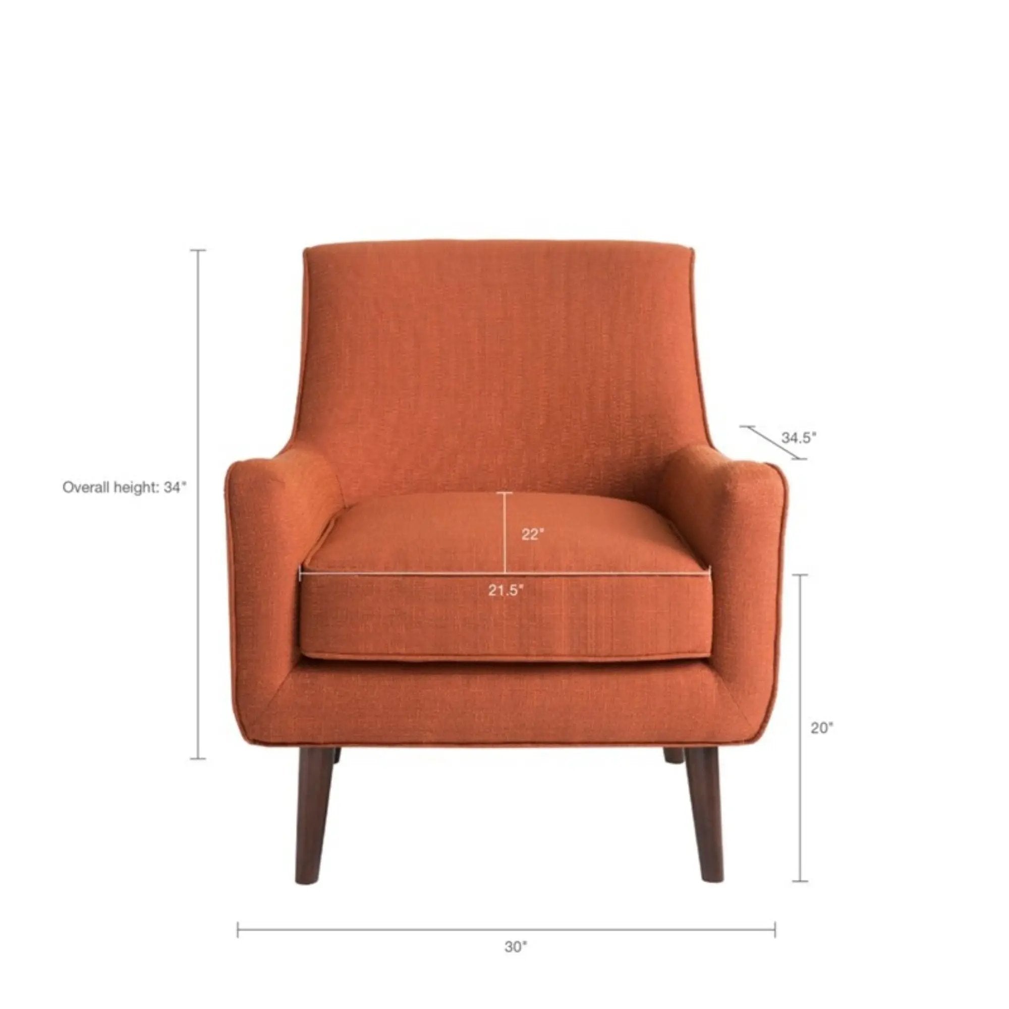 Accent Chair Upholstered With Legs - Burnt Orange by HouseOfZazla