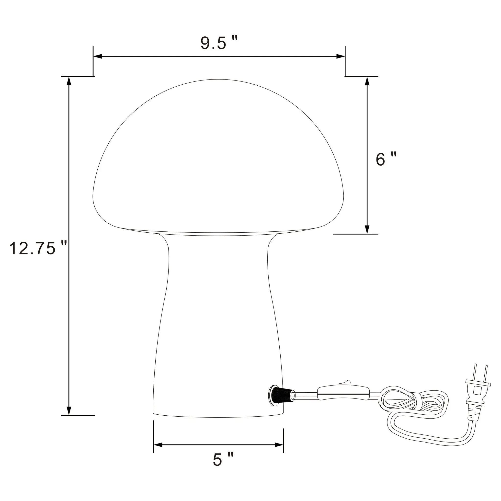 Kanaby Mushroom Shaped Glass Bedside Table Lamp White by Unique Piece Furniture