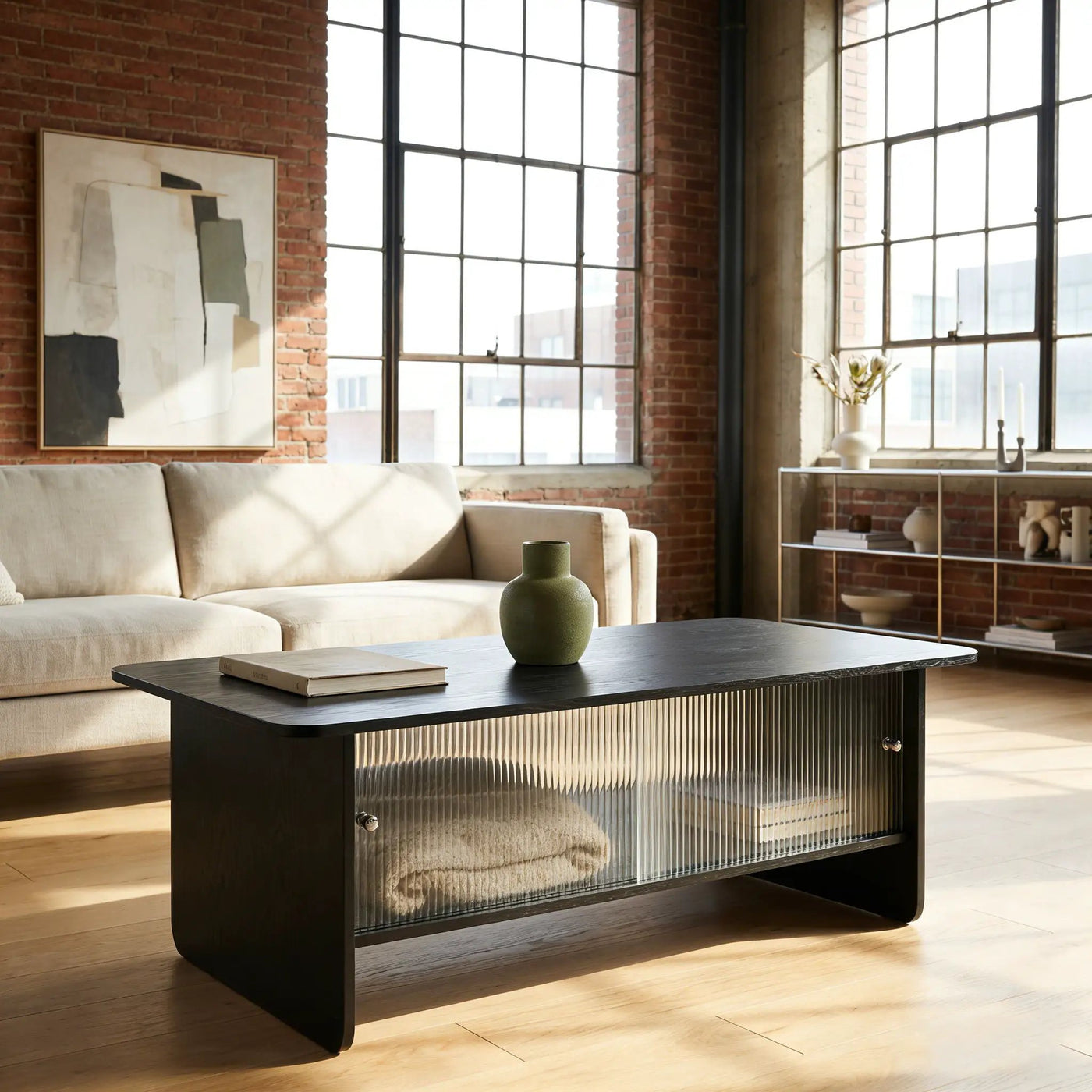 Rectangular Coffee Table With Sliding Door Storage Center by HouseOfZazla