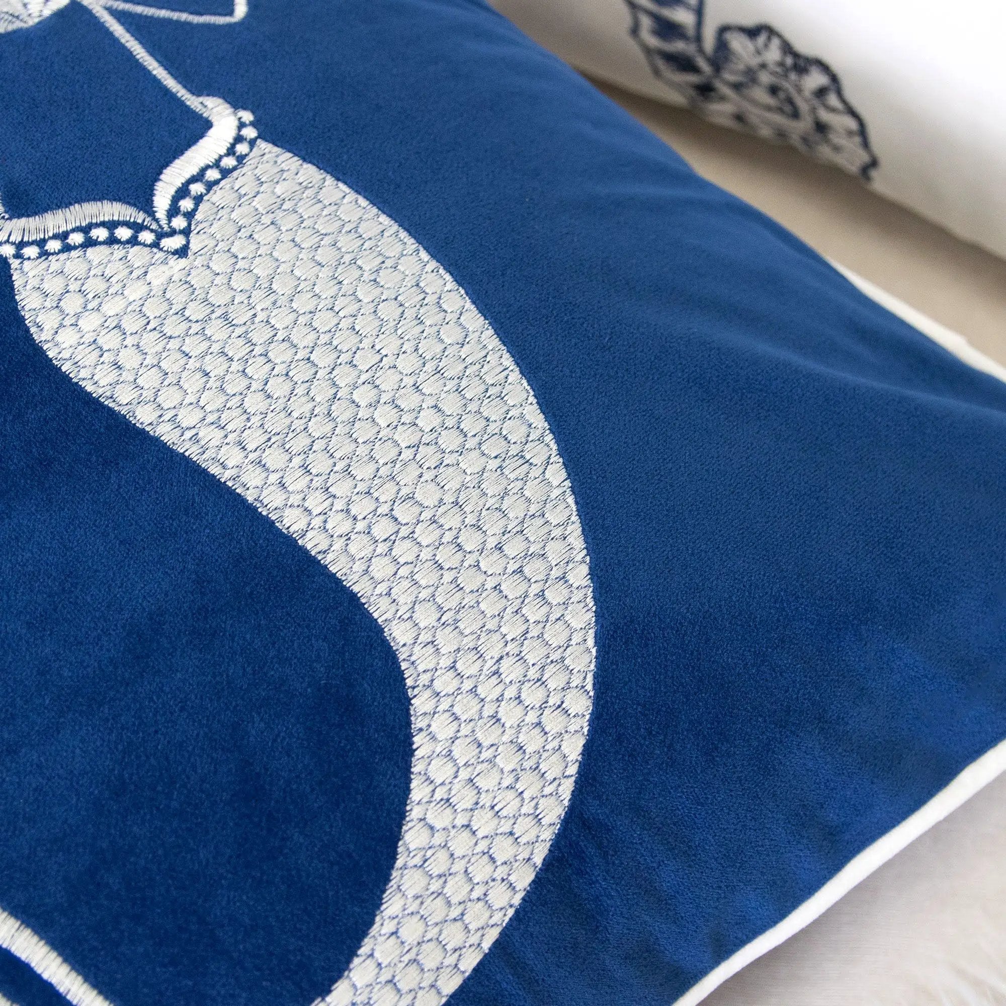 Liz Mermaid Pillow Cover With Matching Back And Hidden Zipper - Indigo by HouseOfZazla