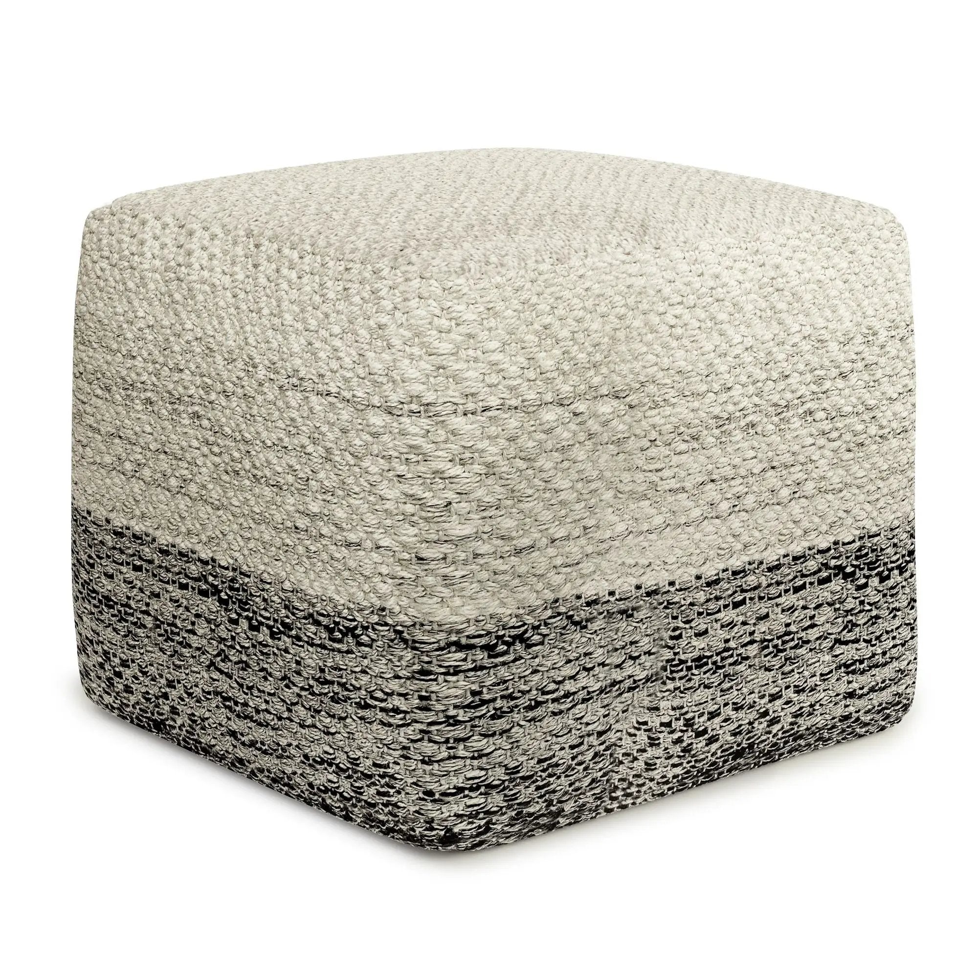 Macie - Square Woven Outdoor / Indoor Pouf - Gray / White by Unique Piece Furniture