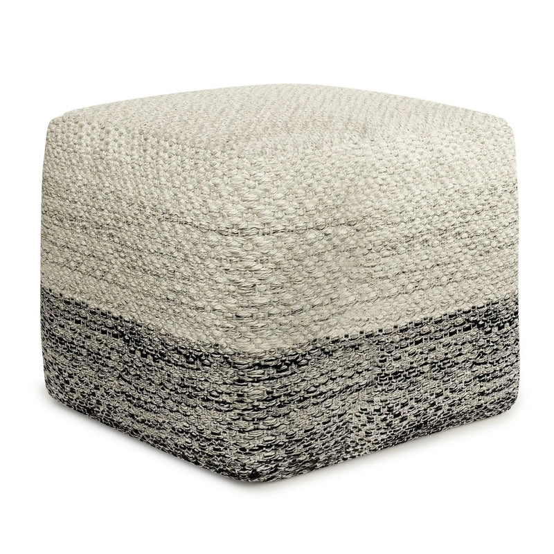 Macie - Square Woven Outdoor / Indoor Pouf - Gray / White by Unique Piece Furniture