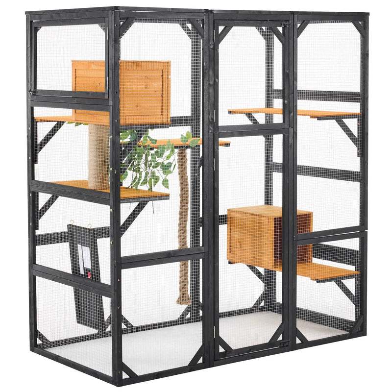 Outdoor Cat House, Diy Cat Enclosure Catio With Double Enter Doors by HouseOfZazla