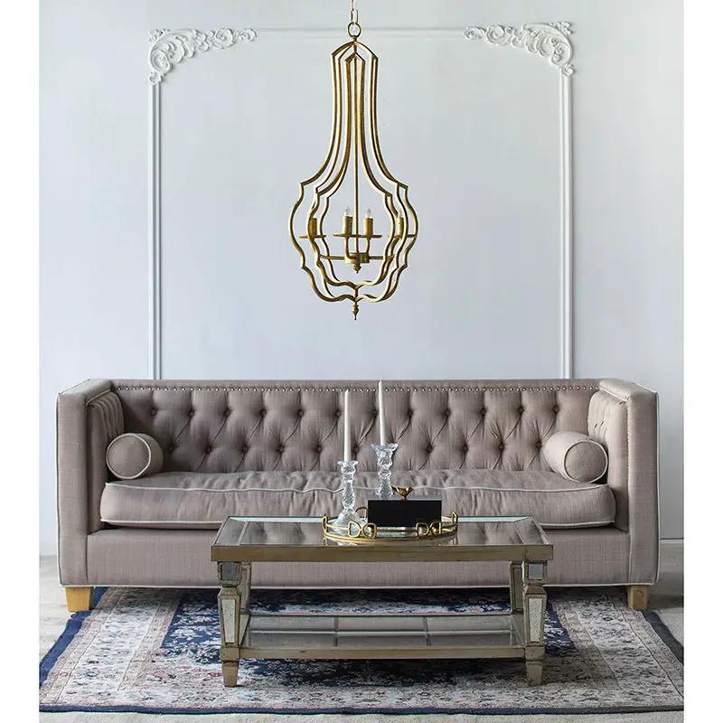 4 Light Chandelier, Hanging Light Fixture With Adjustable Chain For Kitchen, Bulb Not Included - Gold by Unique Piece Furniture