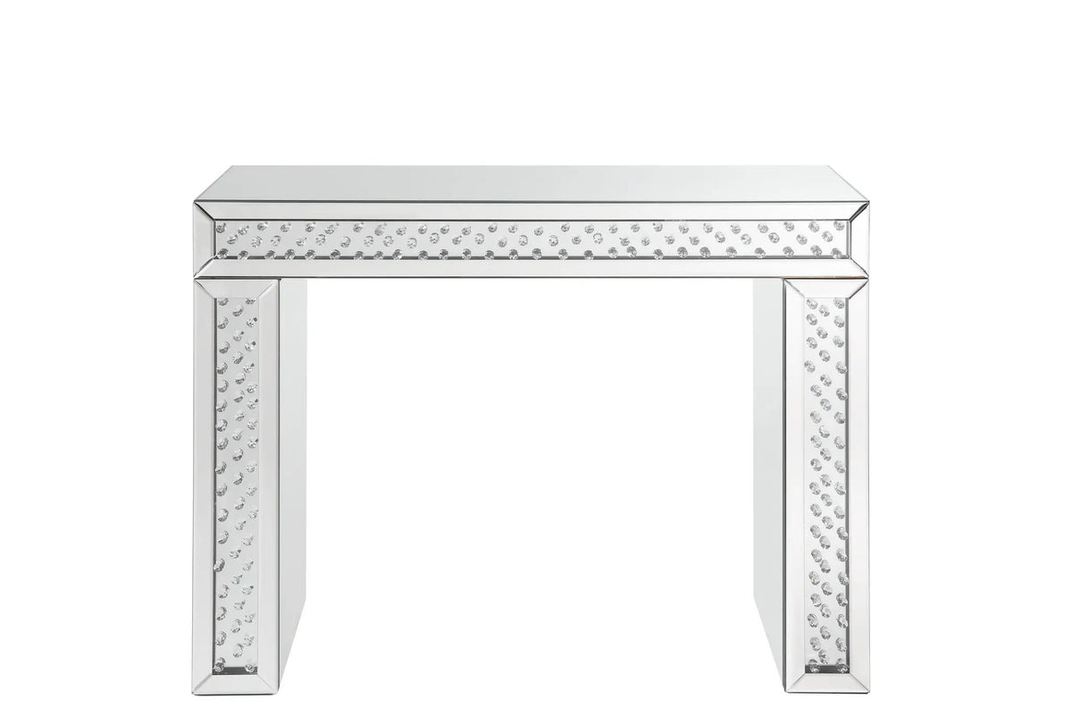 Nysa Mirrored & Faux Crystals Vanity Desk by HouseOfZazla