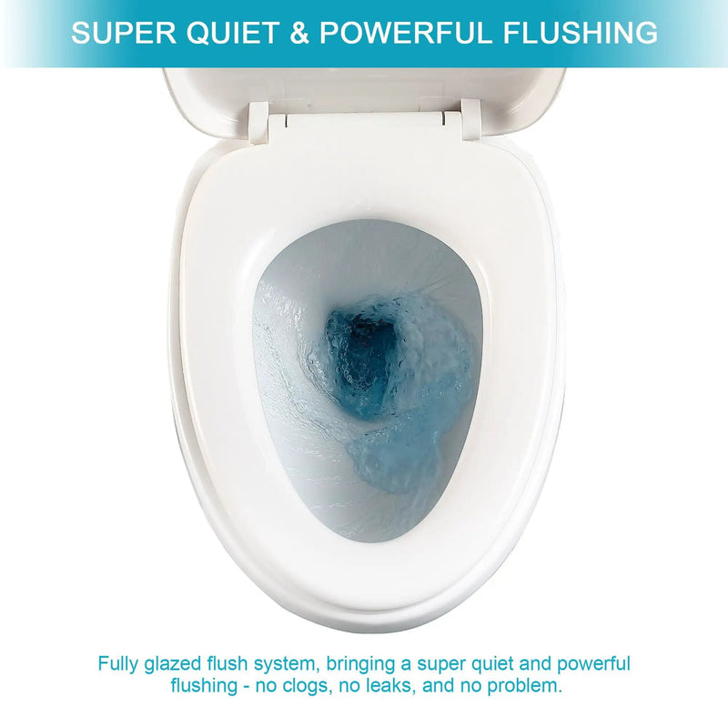 Modern Ceramic 1 Piece Toilet With Soft Closing Seat - White by HouseOfZazla