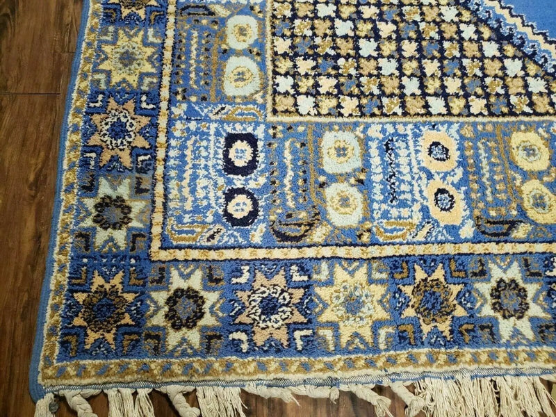 7' X 10' 5" Handmade Moroccan Urban Rabat Wool Carpet Blue Area Rug by Jewel Rugs
