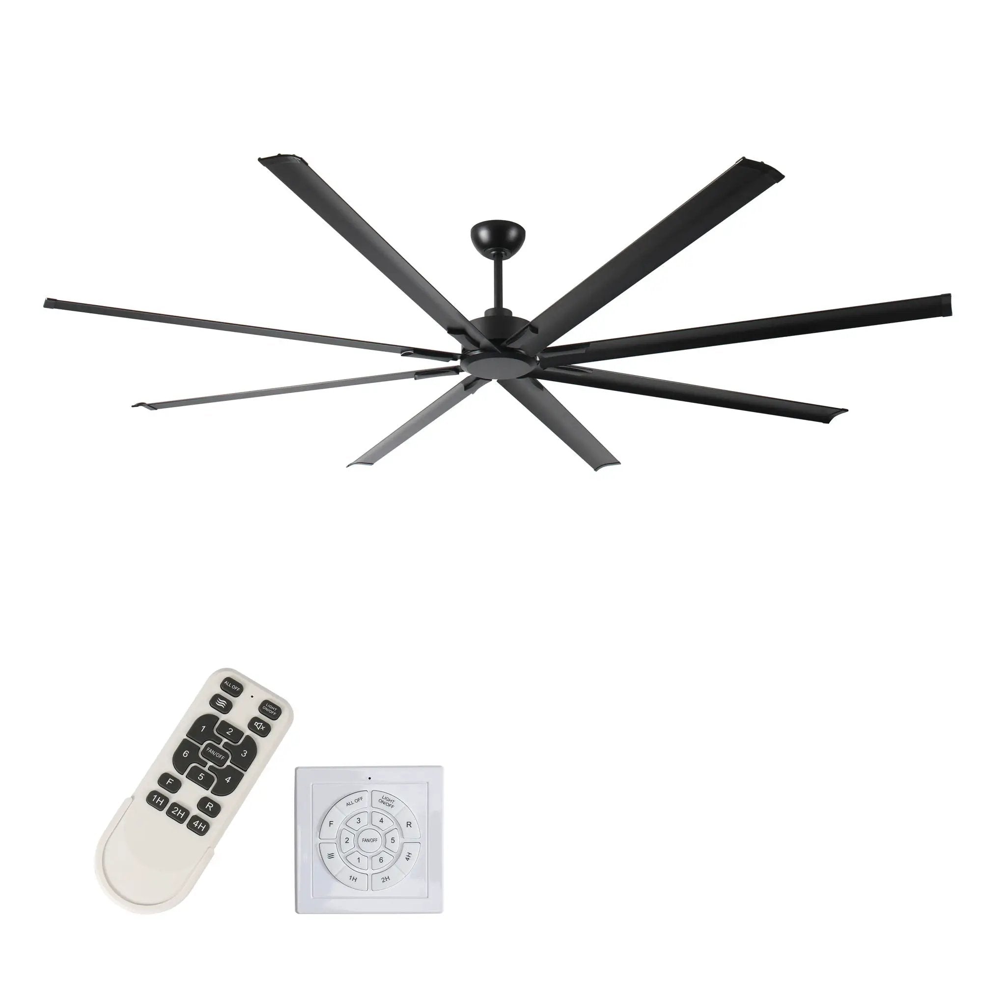 Industrial DC Motor Ceiling Fan, Large Ceiling Fan With 8 Reversible Blades, 5 Speed Remote Control, Home Or Commercial Ceiling Fans For Porch / Garage / Shop - Black by HouseOfZazla