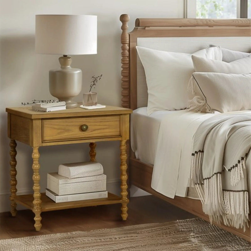Traditional Durable Nightstand Table With Drawer And Shelf by HouseOfZazla