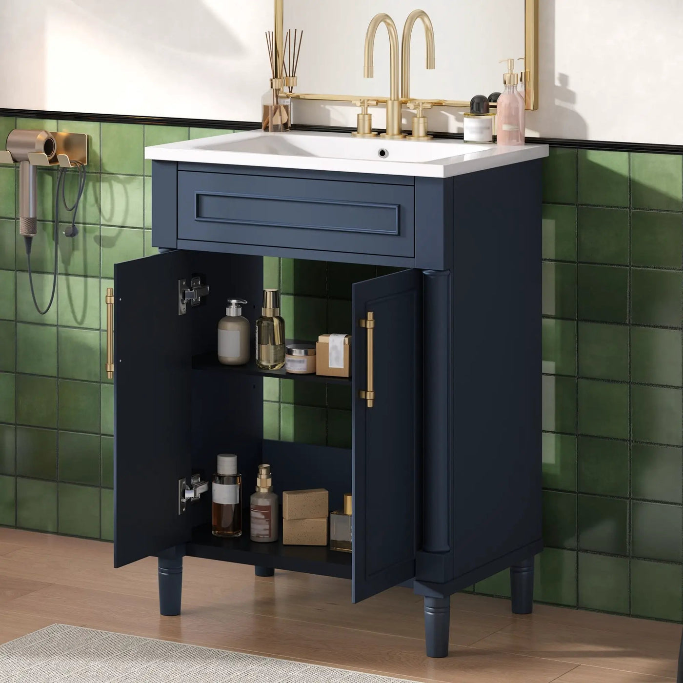 Bathroom Vanity With Integrated Sink, 2 Door Cabinet, Single Sink For Small To Medium Bathrooms by Unique Piece Furniture