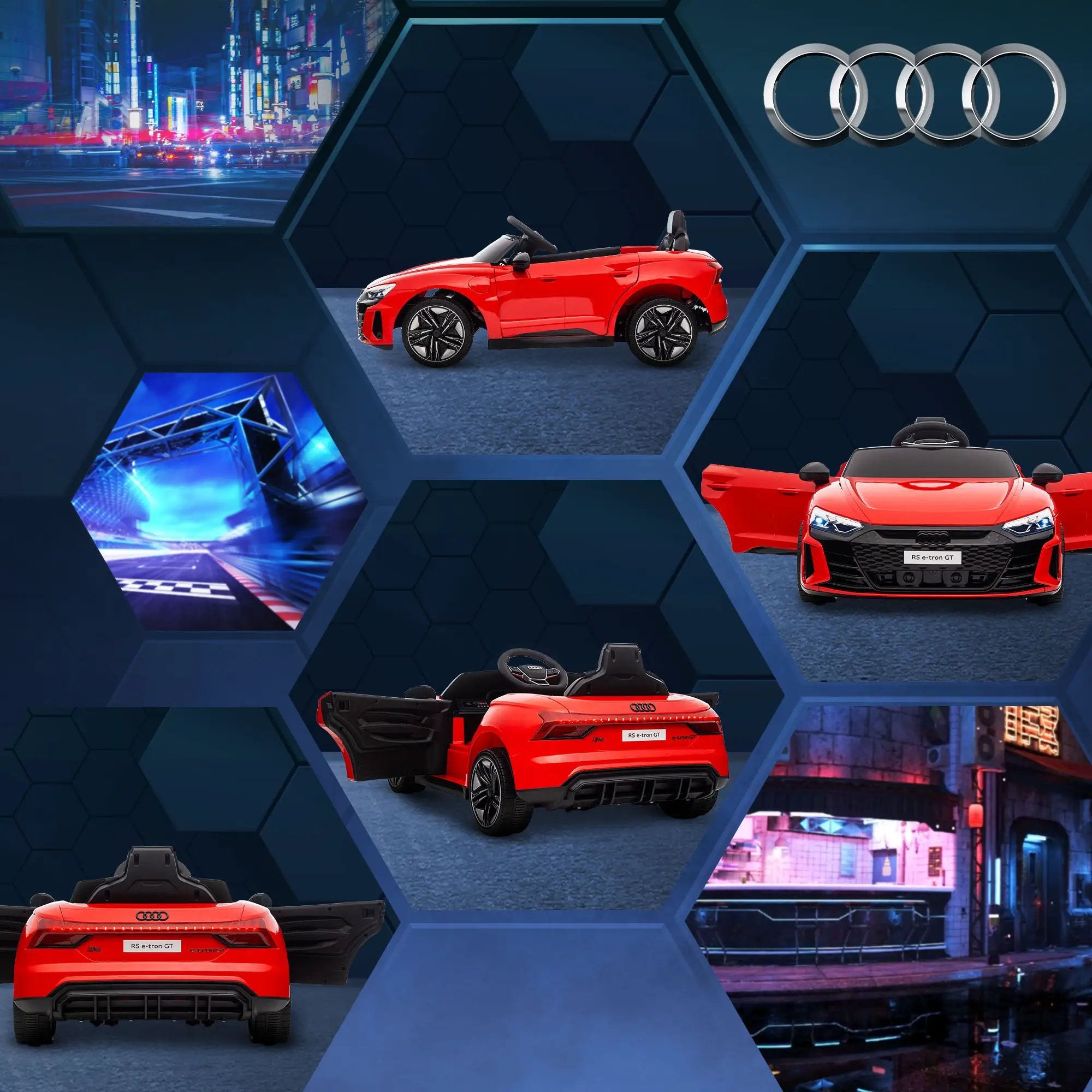 Aosom - Kids Ride On Car, 12V Licensed Audi Rs E-Tron Gt 3.1 Mph Electric Car For Kids, Ride-On Toy For Boys And Girls With Remote Control, 4 Wheels With Suspension, Horn, Music, Lights - Red by HouseOfZazla