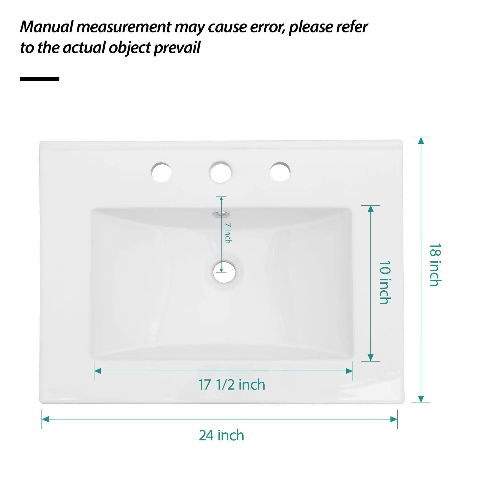 Rectangular Single Vanity Top With 3 Faucet Hole Sink - White by HouseOfZazla